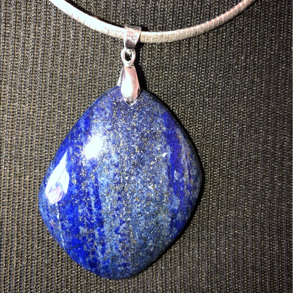 🛍️ Genuine Lapis Lazuli Modernist Pendant - Picture 10 of 13